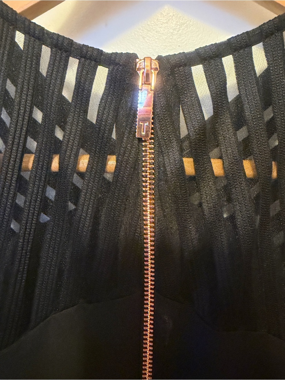 Ted Baker Black Sleeveless Lucette Dress with Mesh Stripe Insets. $248 retail - Picture 6 of 7